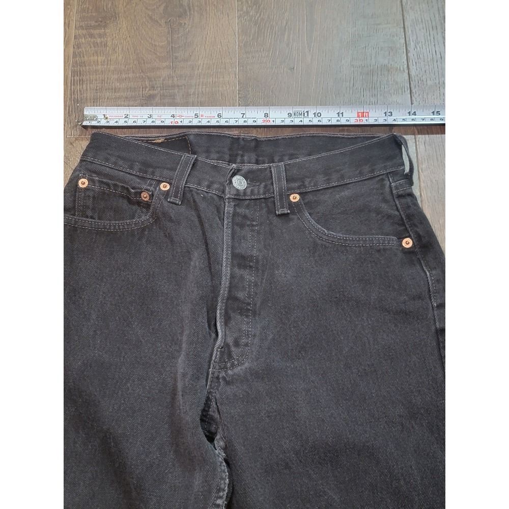 Vintage Levis 501 Black Straight Leg Jeans USA Made High Rise Button Fly W29 L28